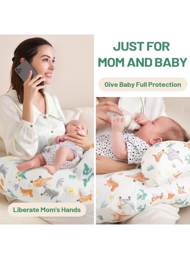 Bukela Nursing Pillow, More Support for Mom and Baby, Removable Cotton Cover and Colorful Animal Patterns, Machine Washable, Plus Size Baby Pillow, White, Pallet of Product - Image 2